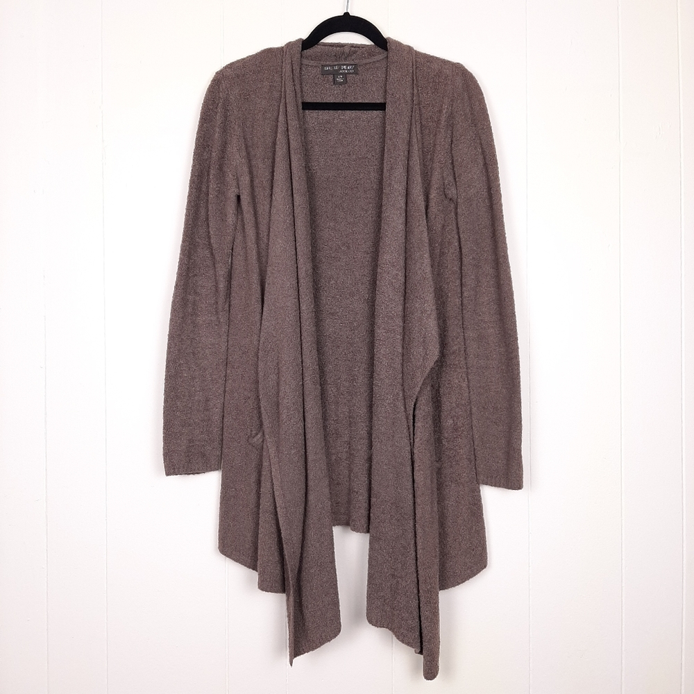 Barefoot Dreams CozyChic Lite open front cardigan quiet luxury long cozy brown